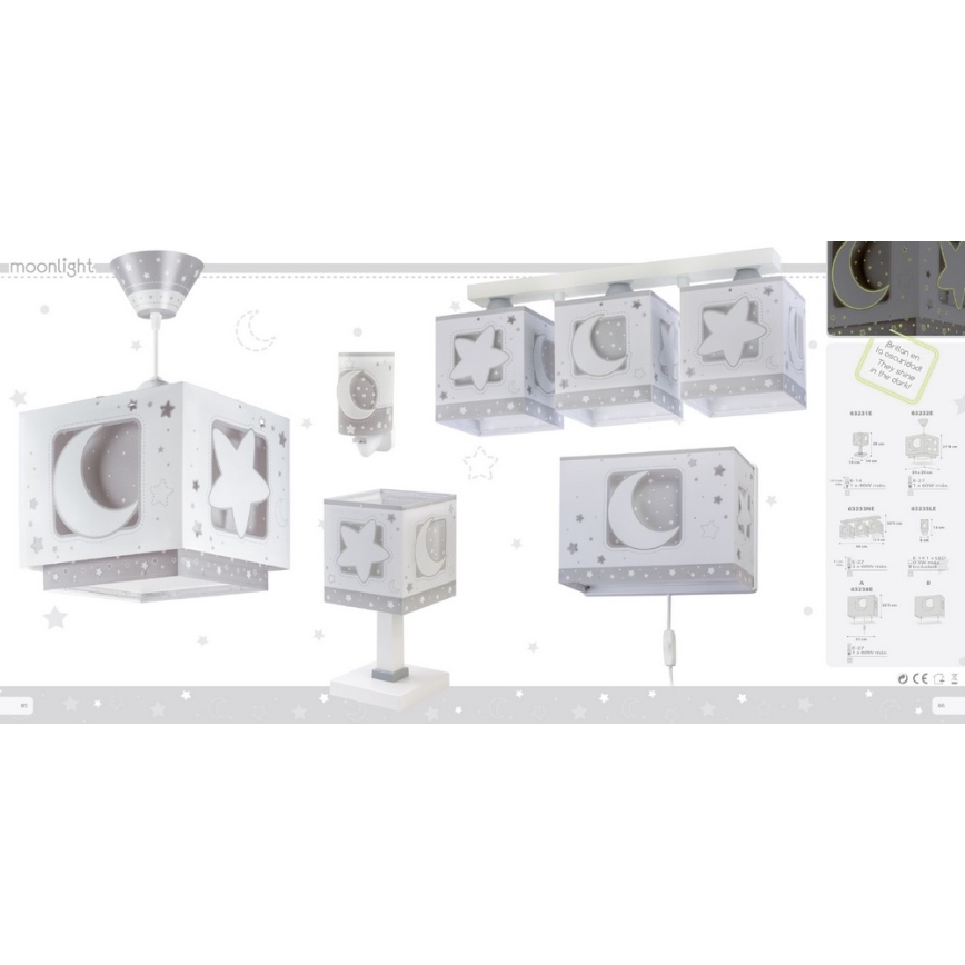 Dalber 63232E - Candelabro de criança MOON LIGHT 1xE27/60W/230V
