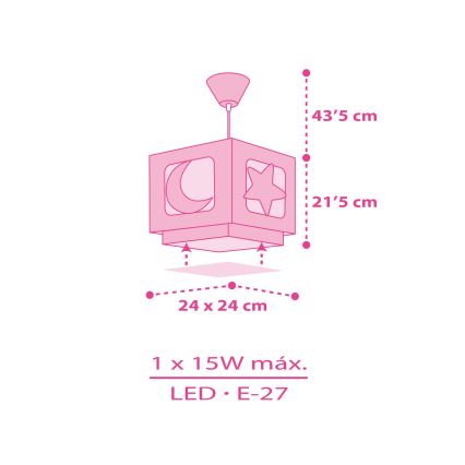 Dalber 63232S - Candelabro pendente num fio de criança MOON LIGHT 1xE27/60W/230V