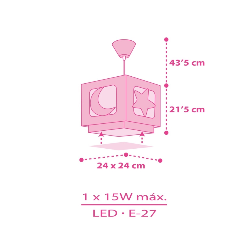 Dalber 63232S - Candelabro pendente num fio de criança MOON LIGHT 1xE27/60W/230V