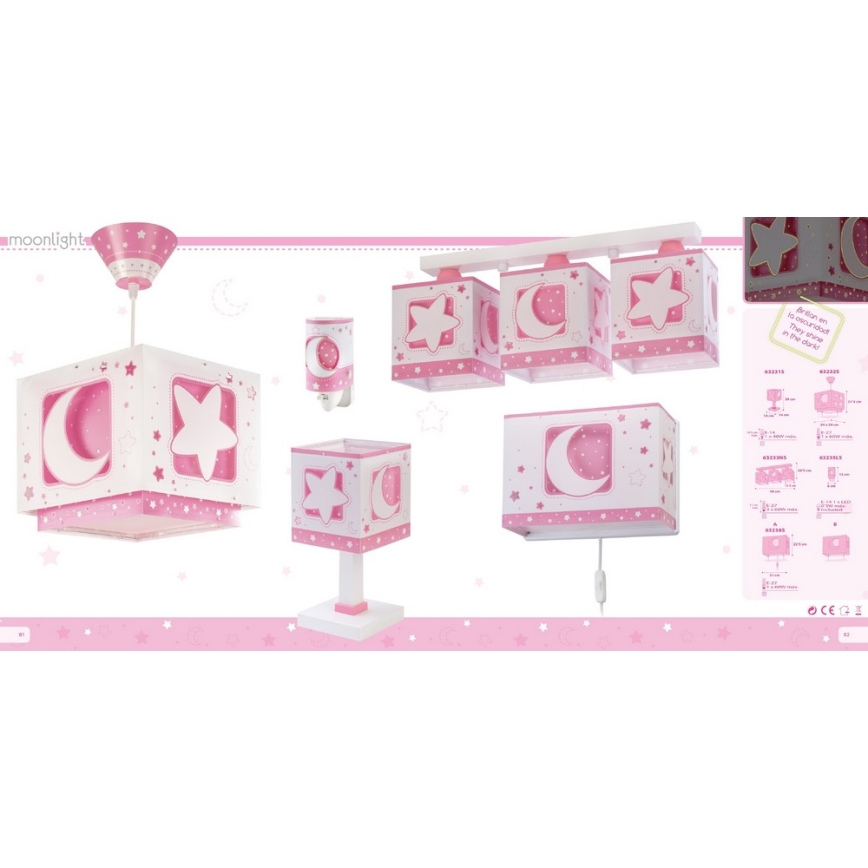 Dalber 63232S - Candelabro pendente num fio de criança MOON LIGHT 1xE27/60W/230V