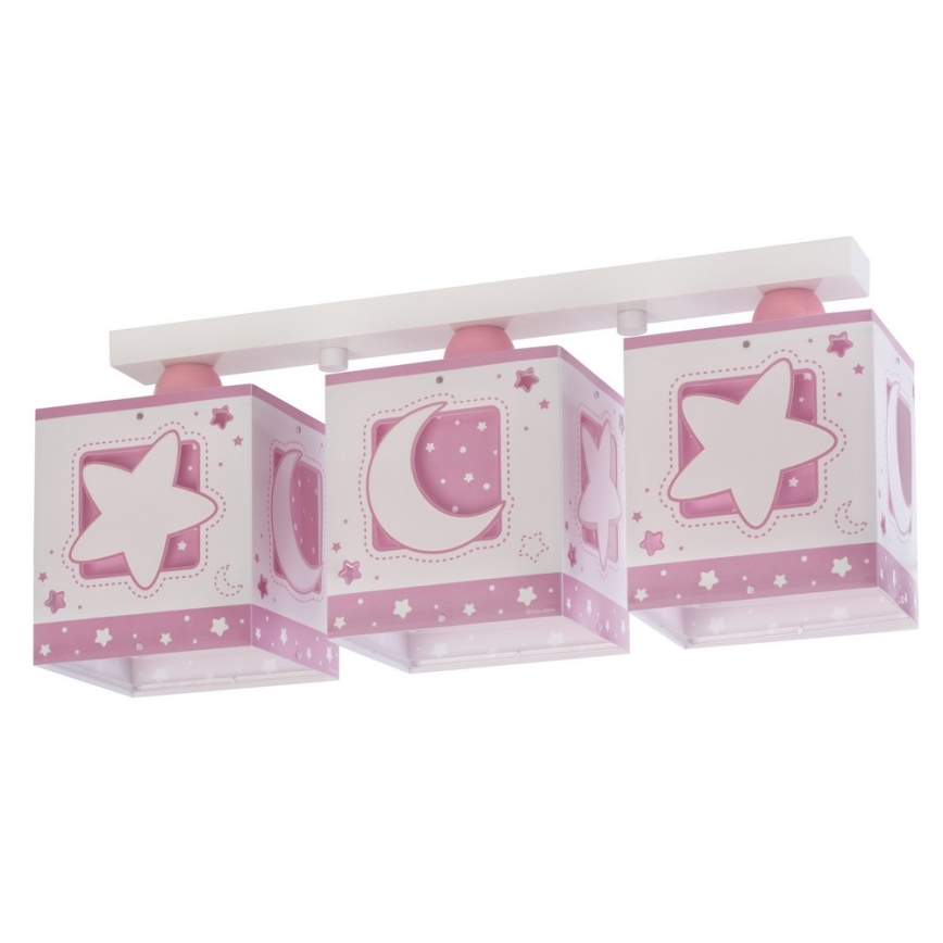 Dalber 63233NS - Luz de teto de criança MOON LIGHT 3xE27/60W/230V rosa