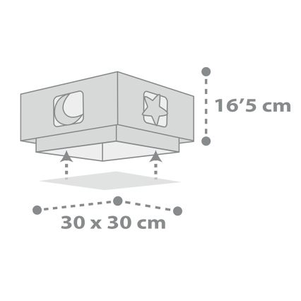 Dalber 63236E - Iluminação de teto de criança MOONLIGHT 2xE27/60W/230V cinzento