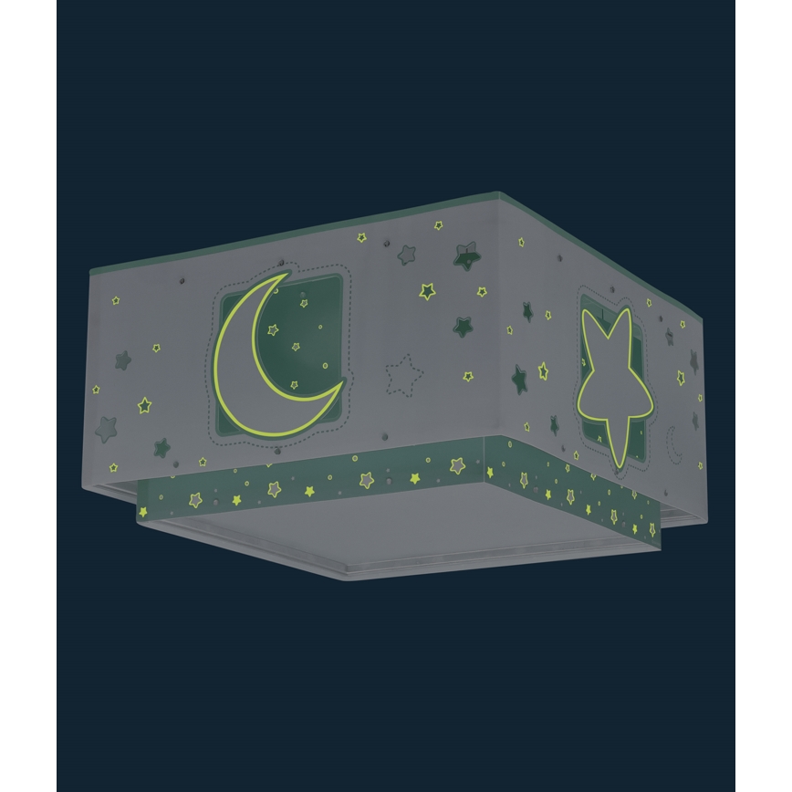 Dalber 63236H - Iluminação de teto de criança MOONLIGHT 2xE27/60W/230V verde