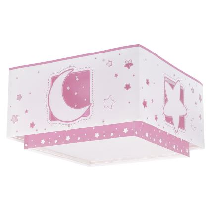 Dalber 63236S - Iluminação de teto de criança MOONLIGHT 2xE27/60W/230V rosa