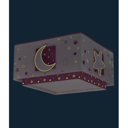 Dalber 63236S - Iluminação de teto de criança MOONLIGHT 2xE27/60W/230V rosa