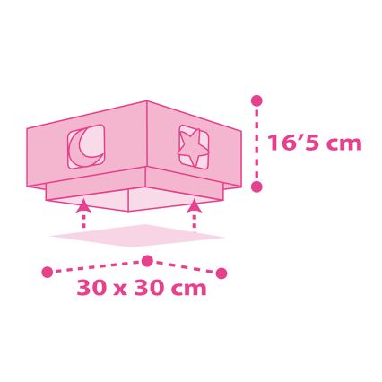 Dalber 63236S - Iluminação de teto de criança MOONLIGHT 2xE27/60W/230V rosa