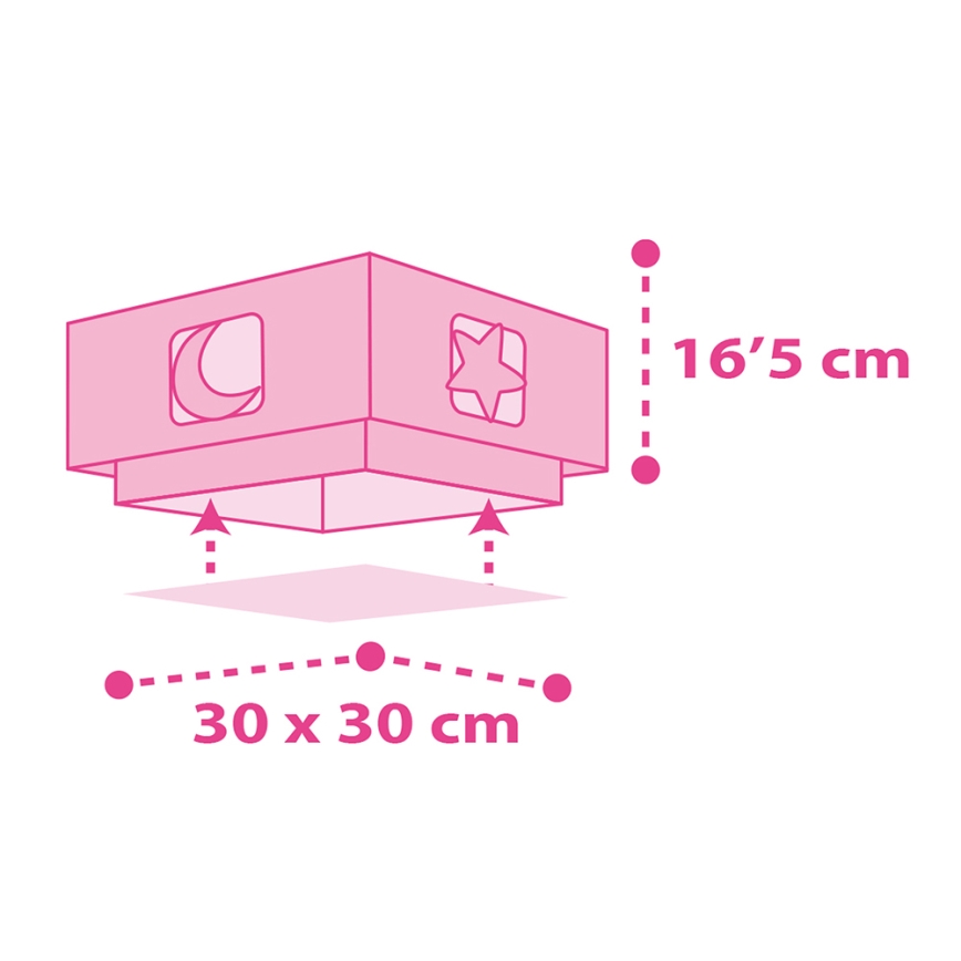 Dalber 63236S - Iluminação de teto de criança MOONLIGHT 2xE27/60W/230V rosa