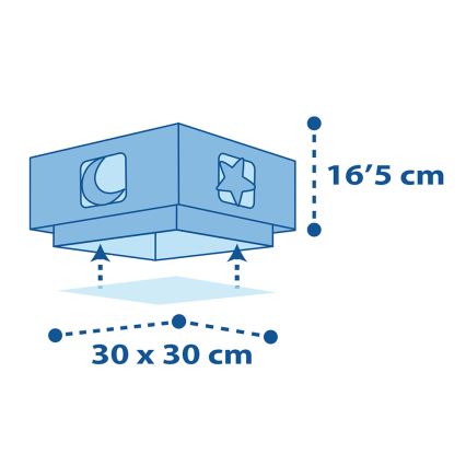 Dalber 63236T - Iluminação de teto de criança MOONLIGHT 2xE27/60W/230V azul