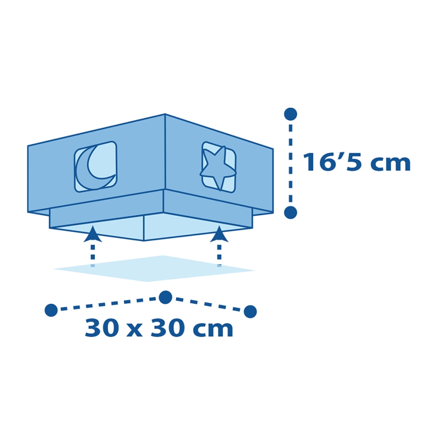 Dalber 63236T - Iluminação de teto de criança MOONLIGHT 2xE27/60W/230V azul