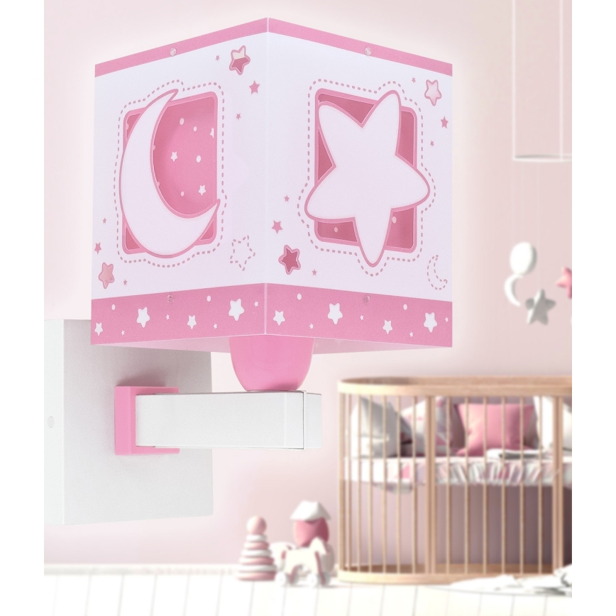 Dalber 63239S - Iluminação de parede de criança MOONLIGHT 1xE27/15W/230V rosa