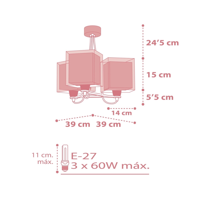 Dalber 63267S - Candelabro de criança KOALA 3xE27/60W/230V