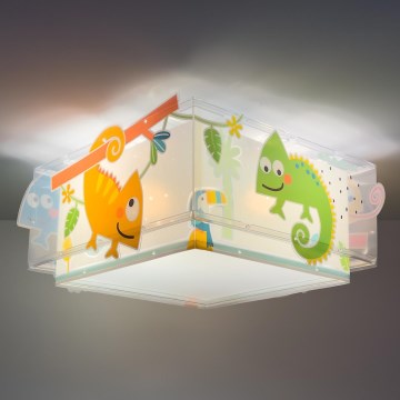 Dalber 63316 - Iluminação de teto de criança HAPPY JUNGLE 2xE27/15W/230V