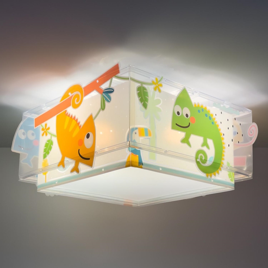 Dalber 63316 - Iluminação de teto de criança HAPPY JUNGLE 2xE27/15W/230V
