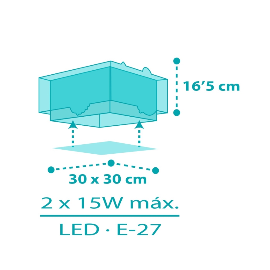 Dalber 63316 - Iluminação de teto de criança HAPPY JUNGLE 2xE27/15W/230V