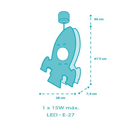 Dalber 63357 - Candeeiro de criança ROCKET 1xE27/15W/230V