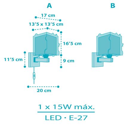Dalber 63359 - Iluminação de parede de criança ROCKET 1xE27/15W/230V