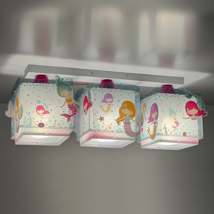 Dalber 63443 - Iluminação de teto de criança MERMAIDS 3xE27/60W/230V