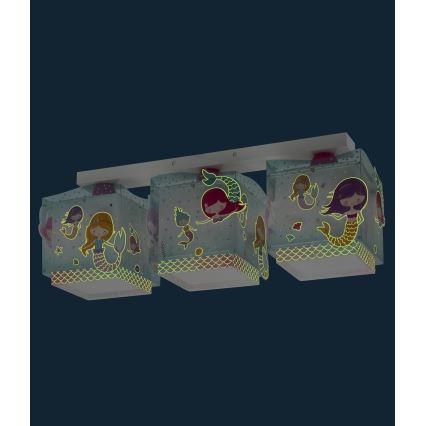 Dalber 63443 - Iluminação de teto de criança MERMAIDS 3xE27/60W/230V