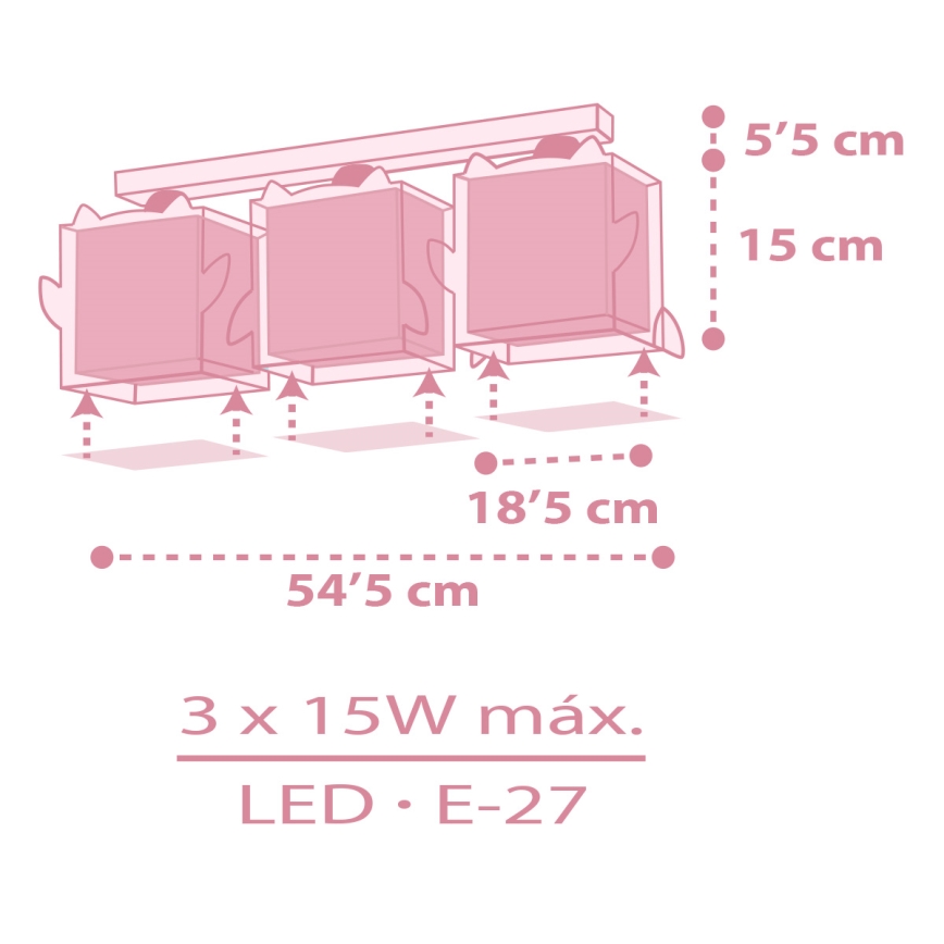 Dalber 64483 - Iluminação de teto de criança LITTLE FRIENDS 3xE27/15W/230V