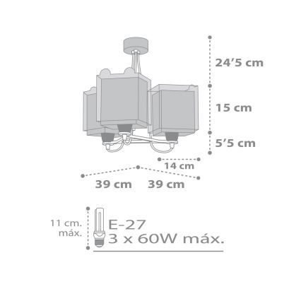 Dalber 64577 - Candelabro de criança LITTLE TEDDY 3xE27/60W/230V
