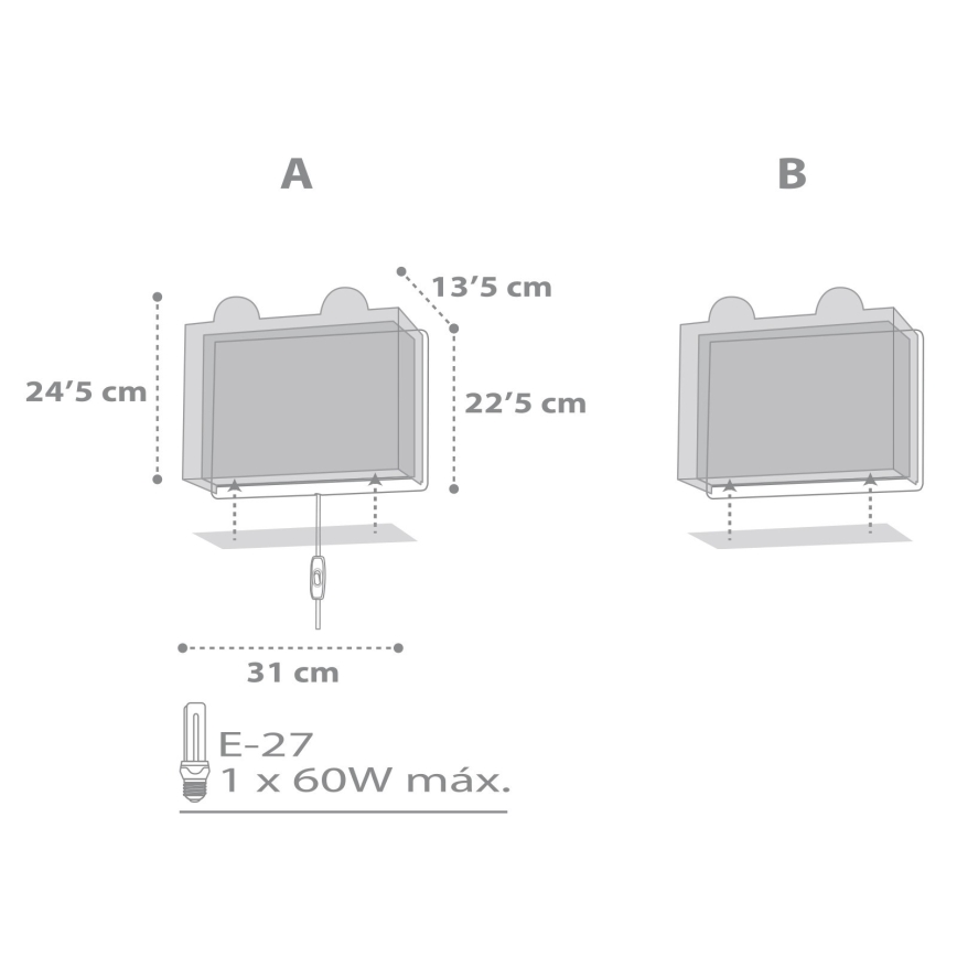 Dalber 64578 - Luz de parede de criança LITTLE TEDDY 1xE27/60W/230V