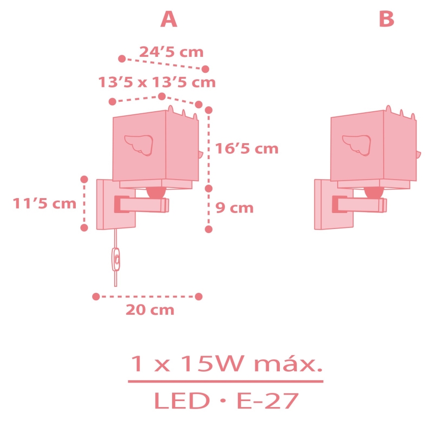 Dalber 64599 - Iluminação de parede de criança LITTLE UNICORN 1xE27/15W/230V