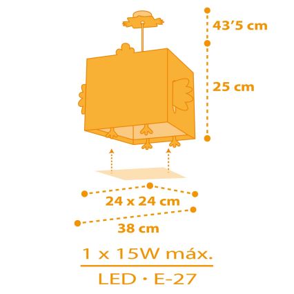 Dalber 64642 - Candelabro de criança LITTLE CHICKEN 1xE27/15W/230V