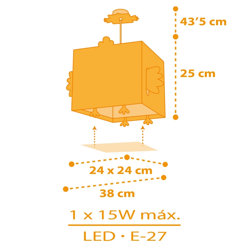 Dalber 64642 - Candelabro de criança LITTLE CHICKEN 1xE27/15W/230V