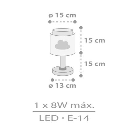 Dalber 76011E - Candeeiro de criança BABY DREAMS 1xE14/8W/230V cinzento