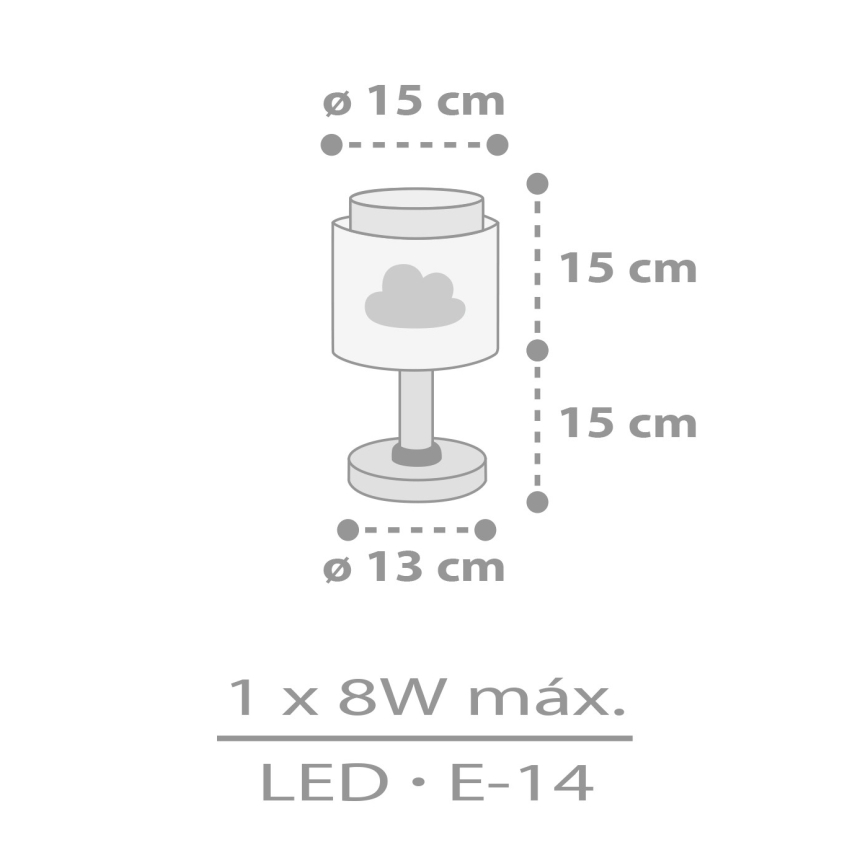 Dalber 76011E - Candeeiro de criança BABY DREAMS 1xE14/8W/230V cinzento
