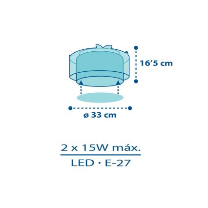Dalber 76116 - Iluminação de teto de criança JUNGLE 2xE27/15W/230V