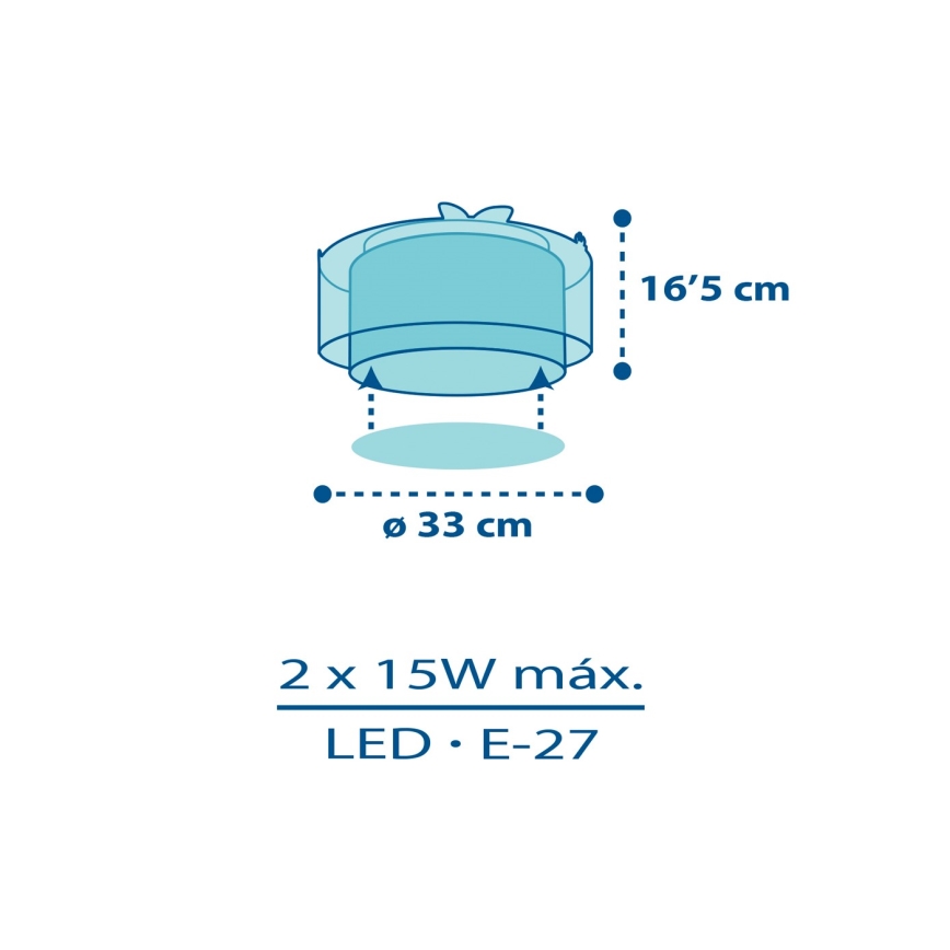 Dalber 76116 - Iluminação de teto de criança JUNGLE 2xE27/15W/230V