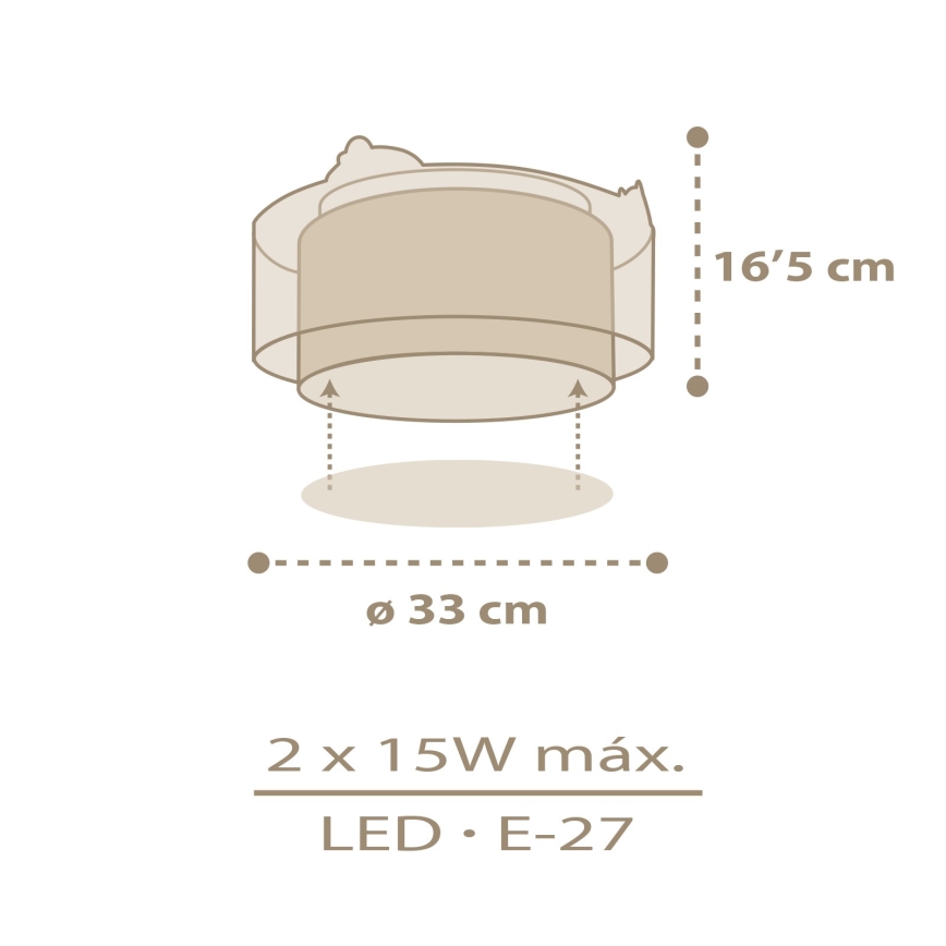 Dalber 76876 - Iluminação de teto de criança BABY CHICK 2xE27/15W/230V