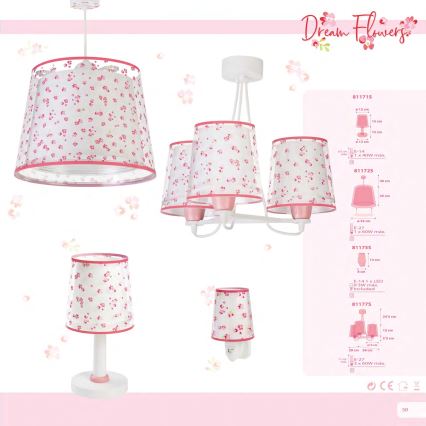 Dalber 81171S - Lâmpada de criança DREAM FLOWERS 1xE14/40W/230V