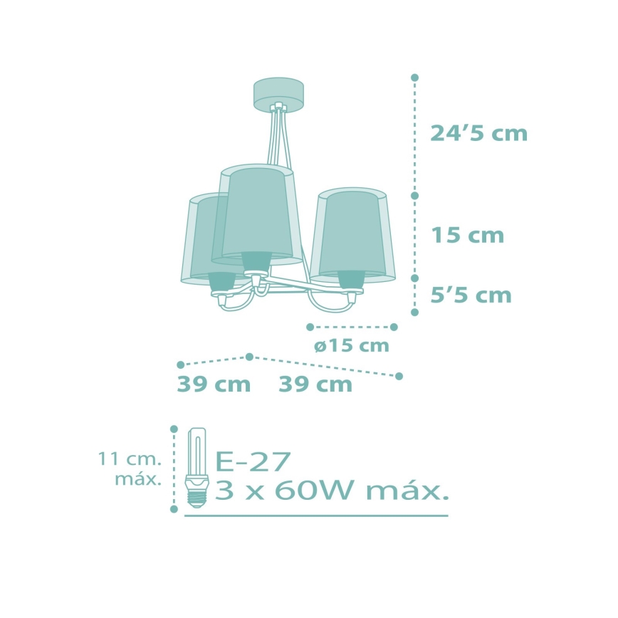 Dalber 81177H - Candelabro de criança DREAM FLOWERS 3xE27/60W/230V