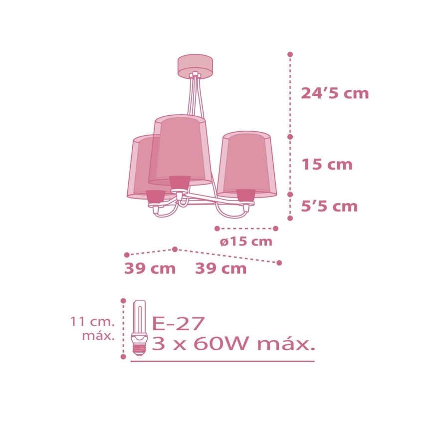 Dalber 81177S - Candelabro de criança DREAM FLOWERS 3xE27/60W/230V