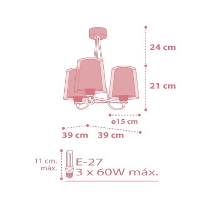 Dalber 81197S - Candelabro de criança LIGHT FEELING 3xE27/60W/230V