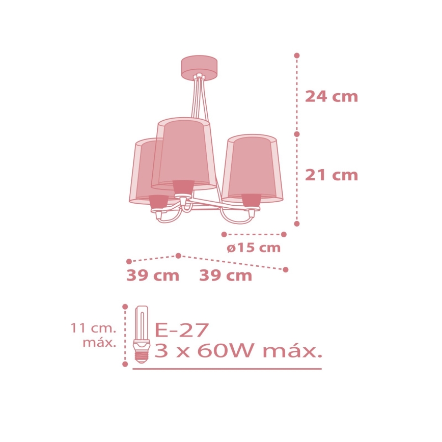 Dalber 81197S - Candelabro de criança LIGHT FEELING 3xE27/60W/230V