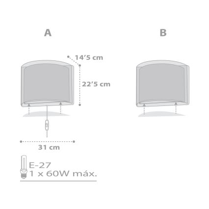 Dalber 81198E - Luz de parede de criança LIGHT FEELING 1xE27/60W/230V