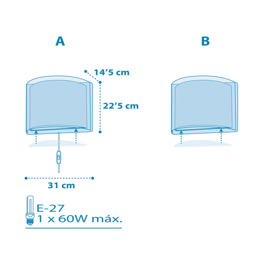 Dalber 81198T - Luz de parede de criança LIGHT FEELING 1xE27/60W/230V