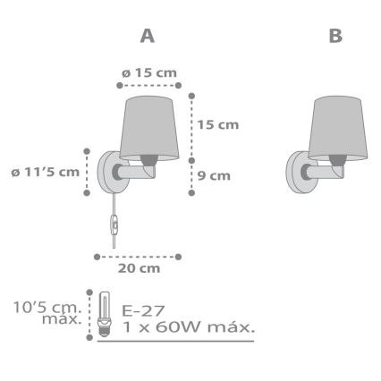 Dalber 82219B - Iluminação de parede de criança STAR LIGHT 1xE27/60W/230V branca