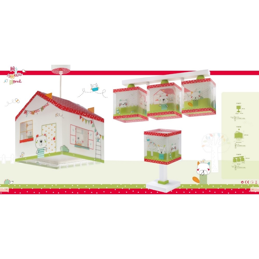 Dalber D-11673 - Luz de teto de criança MY SWEET HOME 3xE27/60W/230V