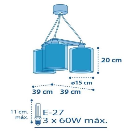 Dalber D-41344 - Candelabro infantil PLANETS 3xE27/60W/230V