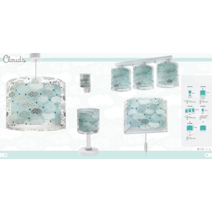 Dalber D-41413H - Luz de teto de criança CLOUDS 3xE27/60W/230V