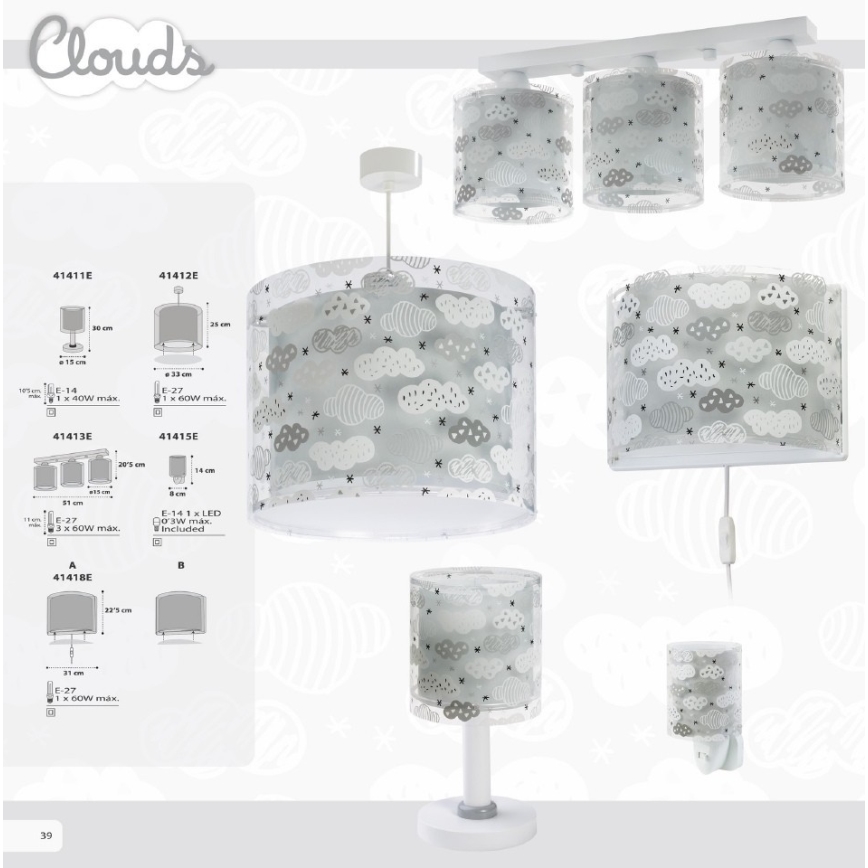 Dalber D-41415E - Candeeiro de chão LED para uma ficha CLOUDS 1xE14/0,3W/230V