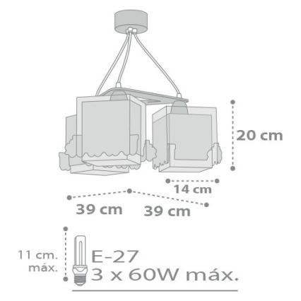 Dalber D-63534 - Candeeiro de criança TRAIN 3xE27/60W/230V