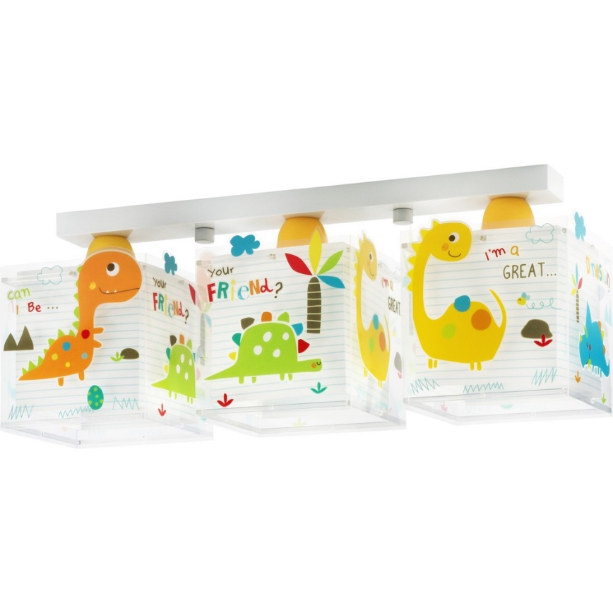Dalber D-73453 - Luz de teto de criança DINOS 3xE27/60W/230V