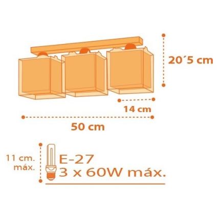 Dalber D-73453 - Luz de teto de criança DINOS 3xE27/60W/230V