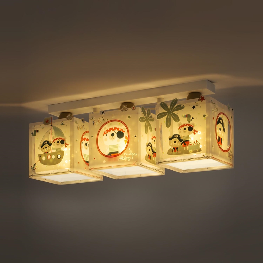 Dalber D-74553 - Luz de teto de criança PIRATES 3xE27/60W/230V