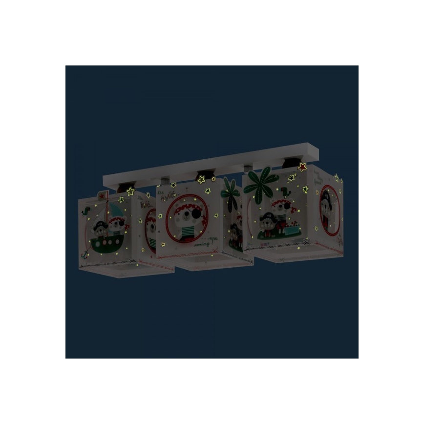 Dalber D-74553 - Luz de teto de criança PIRATES 3xE27/60W/230V